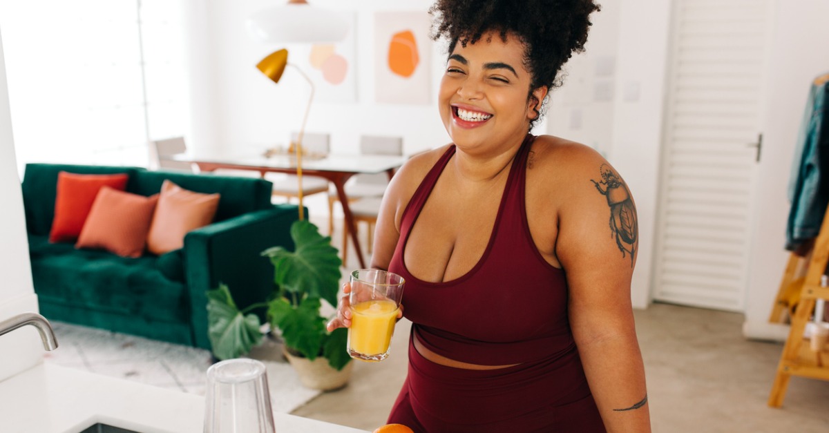 Woman drinking healthy drink